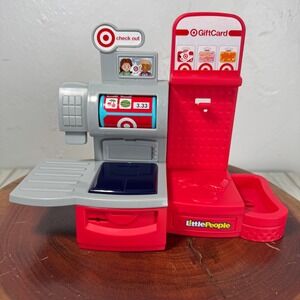 Fisher Price Little People Target Checkout Lane Cash Register Toy HXX97 Red Grey